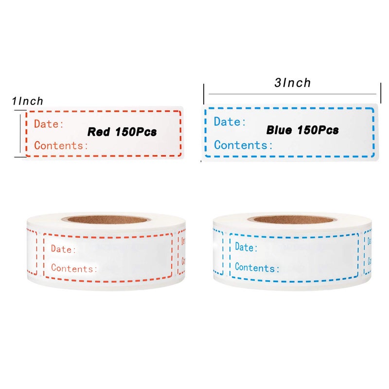 YOGET 300pcs Removable Freezer Labels, Yoget 1 x 3 Inch Food Storage Stickers, Refrigerator Freezer Paper Label Easy Clean Leaves No Residue, 2 Color Food Labels Roll - Image 2